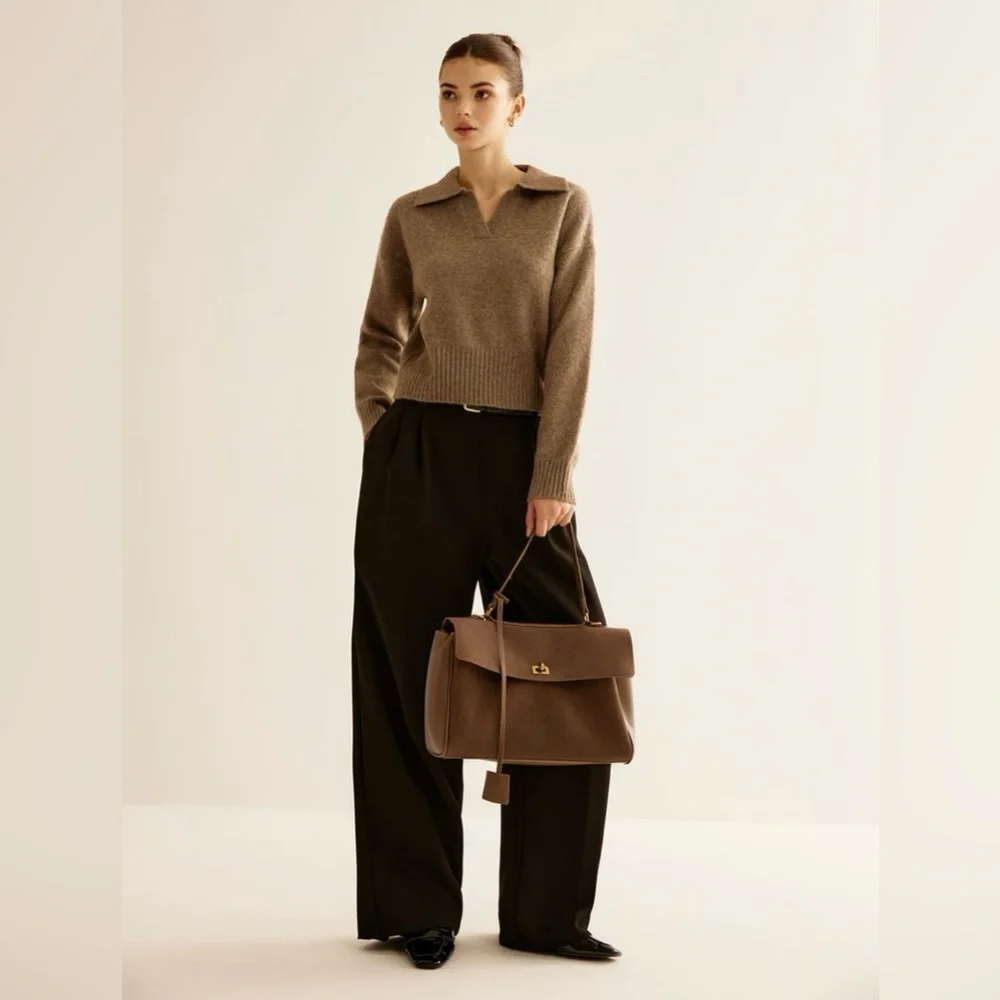 Commense Structured Utility Work Tote / Shoulder Bag | NWT | Brown - Picture 2 of 14